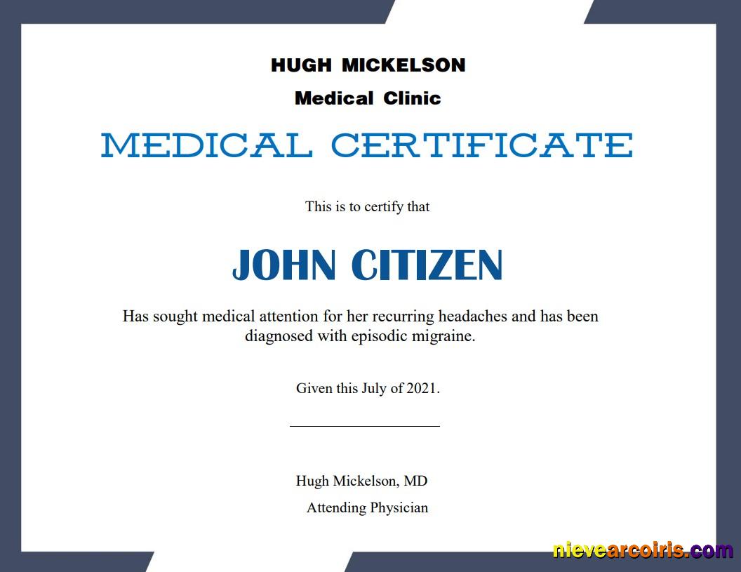 USA Medical certificate